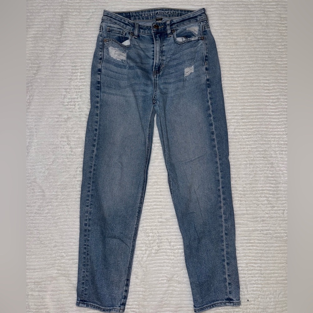 American Eagle stretch mom jeans; medium wash
